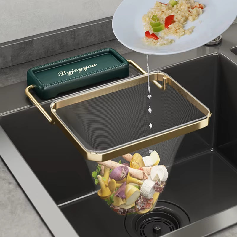 SinkNest™ Triangle Drain Rack – Hanging Strainer Basket with Suction Cups for Kitchen Waste, Fruits & Veggies